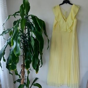 Eloquii Pleated Ruffle V-neck Dress  NWT